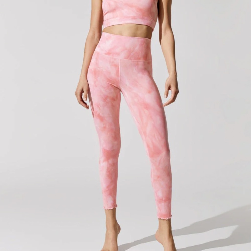 CARBON38 Super Soft Tie Dye 7/8 Legging in Baby Pink Tonal